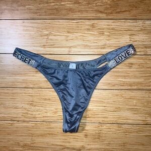 Elegant Gray Thong with Rhinestone Accents